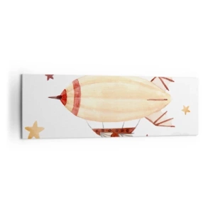 Quadro su tela - Stampe su Tela - Un dirigibile dipinto a mano su uno sfondo di stelle - 160x50cm - Nave volante - Decorazione murale moderna per soggiorno e camera da letto ARTTOR