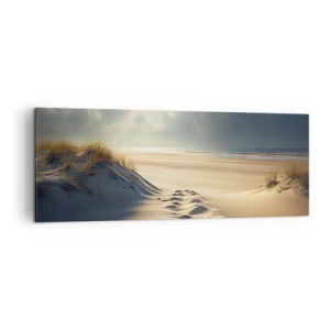Quadro su tela - Stampe su Tela - Dune dorate sulla spiaggia al tramonto con vista sul mare - 140x50cm - Paesaggio rilassante - Decorazione murale moderna per soggiorno e camera da letto ARTTOR