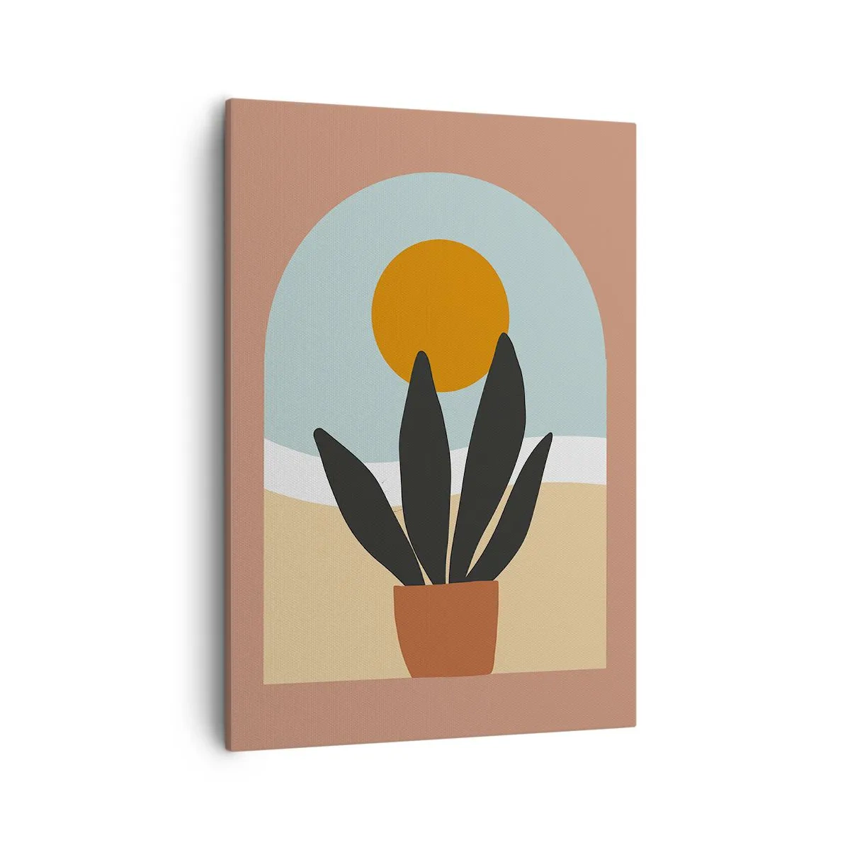 Quadro su tela - Stampe su Tela - Una pianta nera in un vaso contro il sole - 50x70cm - Piccole gioie - Decorazione murale moderna per soggiorno e camera da letto ARTTOR