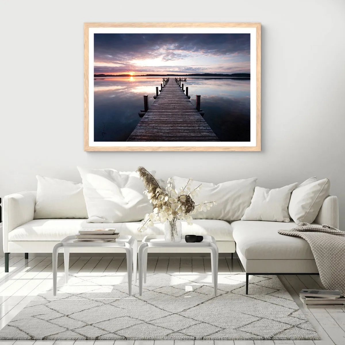 Poster in cornice rovere chiaro - Il silenzioso confine del giorno e della notte - 70x50 cm