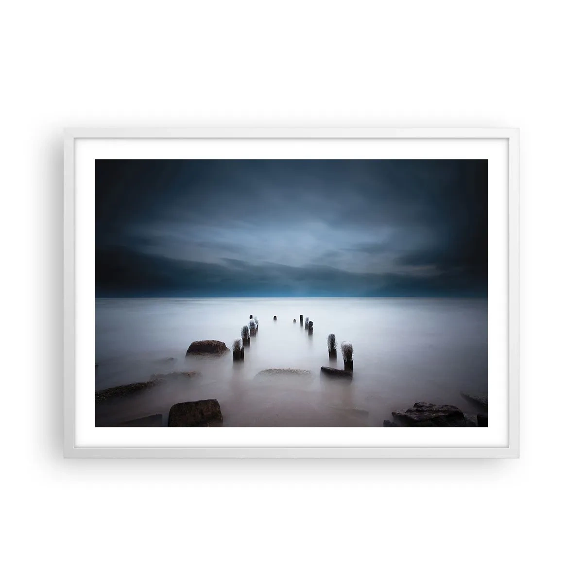 Poster in cornice bianca - Lago pensieroso - 70x50 cm