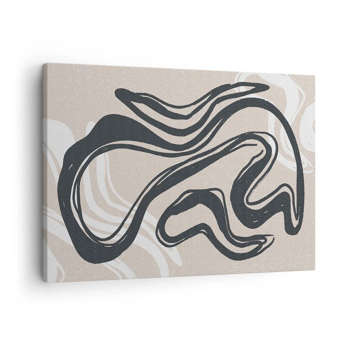 Quadro su tela - Stampe su Tela - Linee astratte in tonalità scure su uno sfondo beige - 70x50cm - Espressione moltiplicata - Decorazione murale moderna per soggiorno e camera da letto ARTTOR