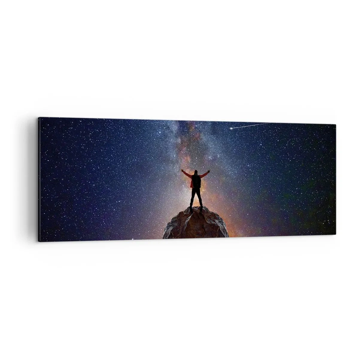 Quadro su tela - Stampe su Tela - Una figura sulla cima di una montagna sotto un cielo stellato - 140x50cm - La forza è con me! - Decorazione murale moderna per soggiorno e camera da letto ARTTOR