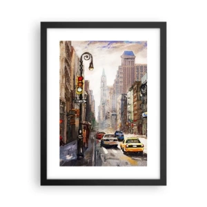 Poster in cornice nera - New York: colorata anche sotto la pioggia - 30x40 cm