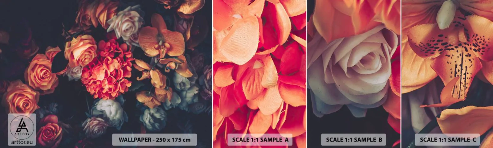 Campione di Fotomurale Adesivo Deluxe Sticker - Come i maestri olandesi - Mazzo di fiori, Fiori, Rose - 100x30 cm