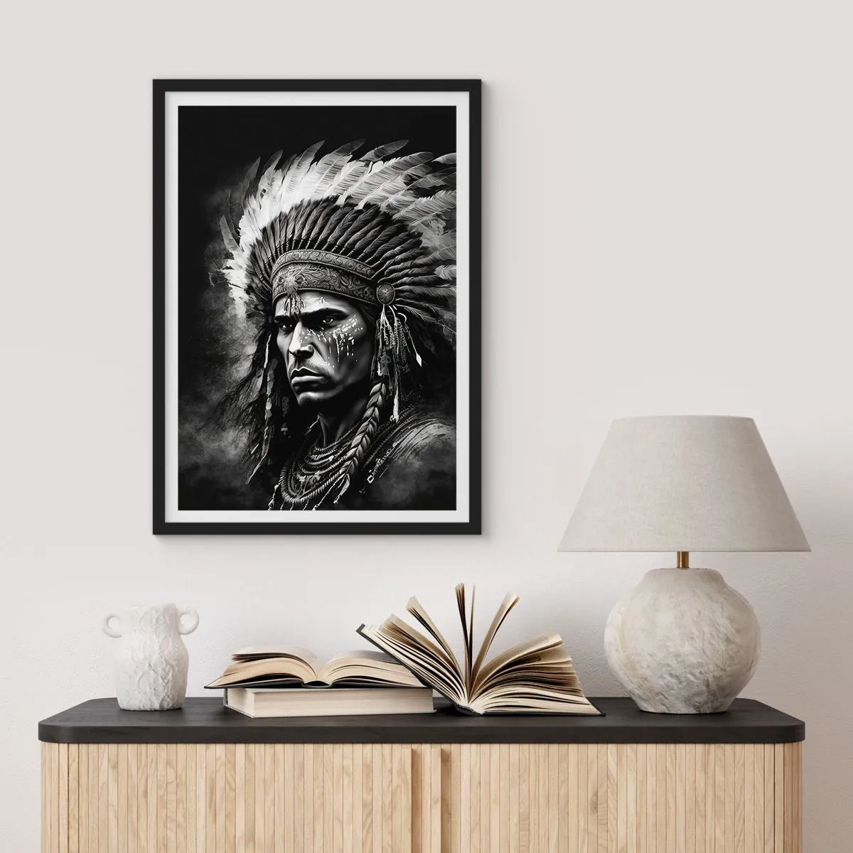 Poster in cornice nera - Capo e guerriero - 30x40 cm