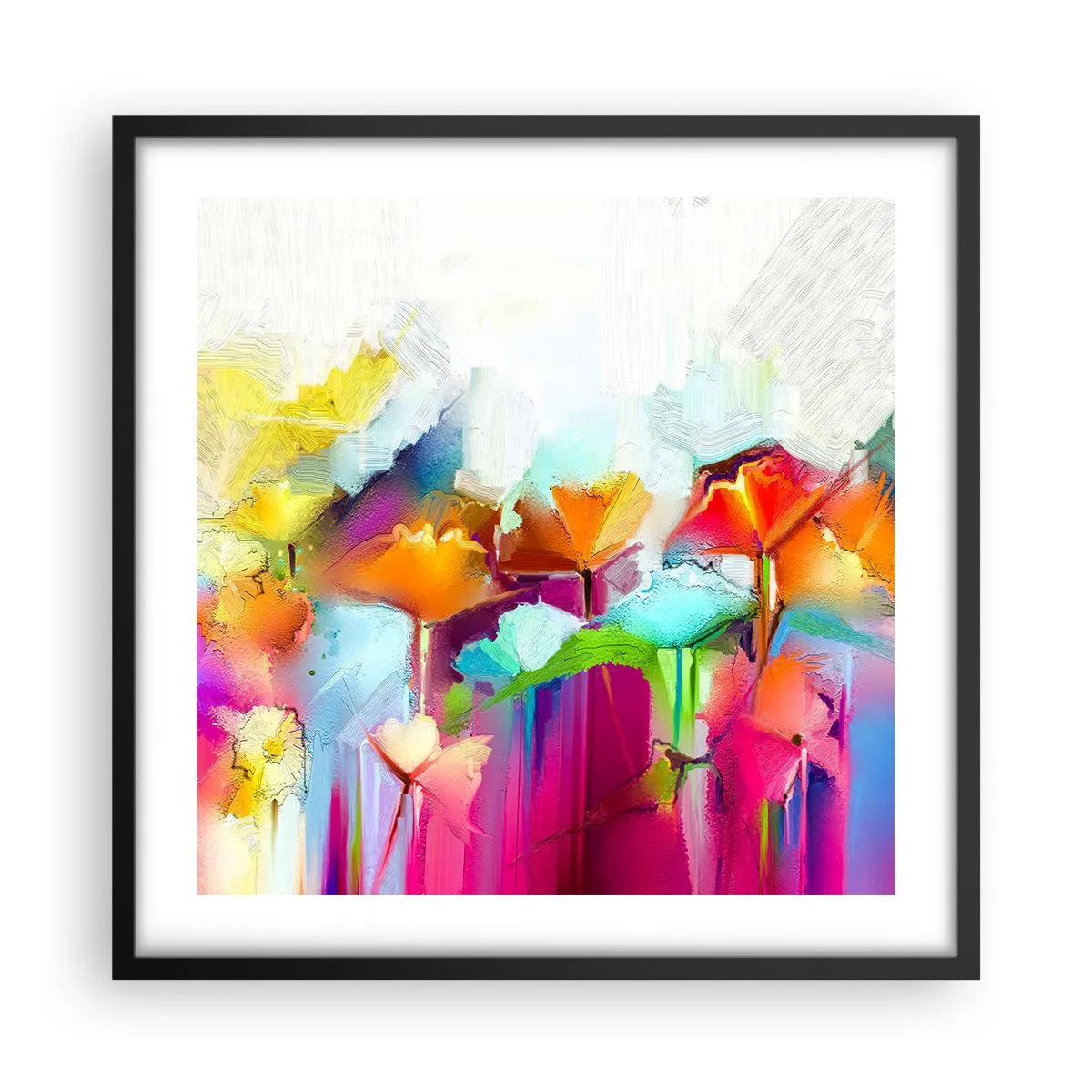 Poster in cornice nera - L'arcobaleno è fiorito - 50x50 cm