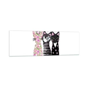 Quadro su vetro - Tre gatti con vari motivi artistici - 160x50cm - C'erano una volta tre gattini - Decorazione murale moderna per soggiorno e camera da letto ARTTOR