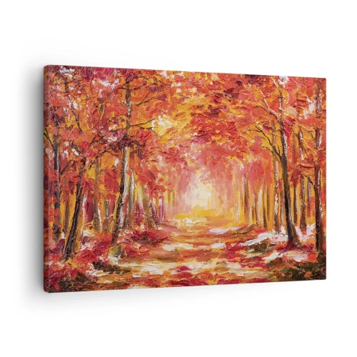Quadro su tela - Stampe su Tela - Foresta autunnale nei toni del rame e dell'oro - 70x50cm - Foresta di rame - Decorazione murale moderna per soggiorno e camera da letto ARTTOR