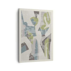 Quadro su tela - Stampe su Tela - Forme astratte in verde e blu su uno sfondo chiaro - 50x70cm - Composizione oltre il vetro - Decorazione murale moderna per soggiorno e camera da letto ARTTOR