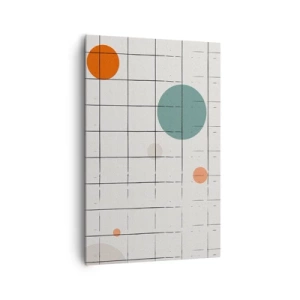 Quadro su tela - Stampe su Tela - Cerchi colorati astratti su uno sfondo a griglia geometrica - 80x120cm - Prigionieri. Noi o loro? - Decorazione murale moderna per soggiorno e camera da letto ARTTOR