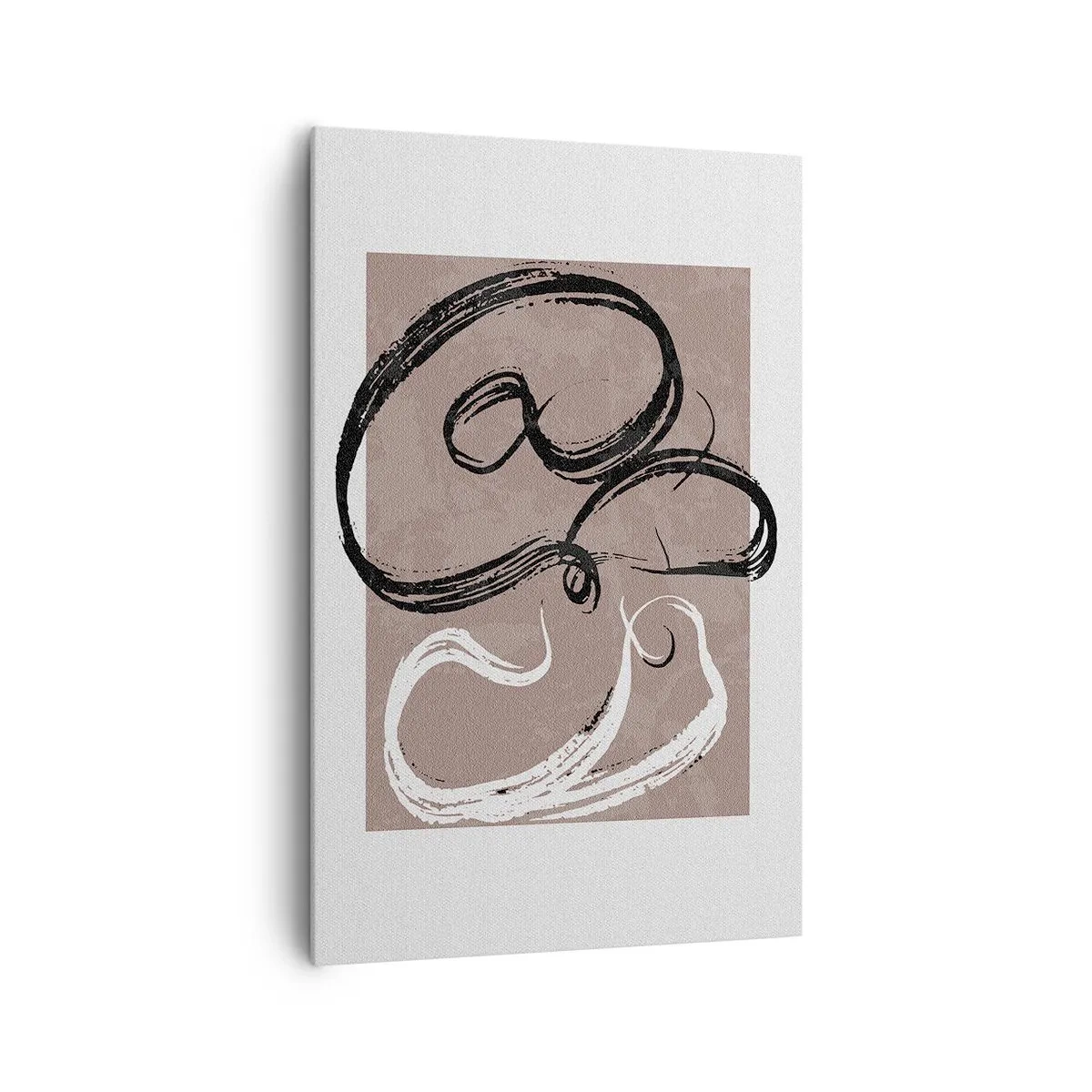 Quadro su tela - Stampe su Tela - Astrazione in bianco e nero su sfondo beige - 80x120cm - Composizione: alla ricerca della pienezza - Decorazione murale moderna per soggiorno e camera da letto ARTTOR