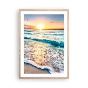 Poster in cornice rovere chiaro - Tramonto sul mare - 50x70 cm