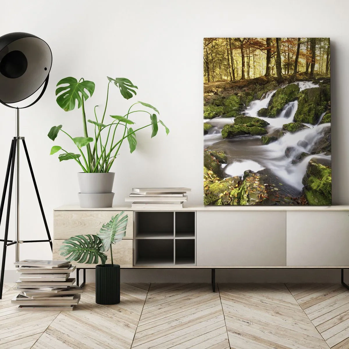 Quadro su tela - Stampe su Tela - Rapido nel bosco autunnale - 45x80 cm