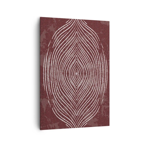 Quadro su tela - Stampe su Tela - Onde simmetriche in linee bianche su sfondo marrone - 70x100cm - Lo spazio parlante - Decorazione murale moderna per soggiorno e camera da letto ARTTOR