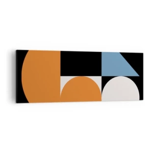 Quadro su tela - Stampe su Tela - Motivo geometrico con forme colorate su sfondo nero - 140x50cm - Composizione di figure - Decorazione murale moderna per soggiorno e camera da letto ARTTOR