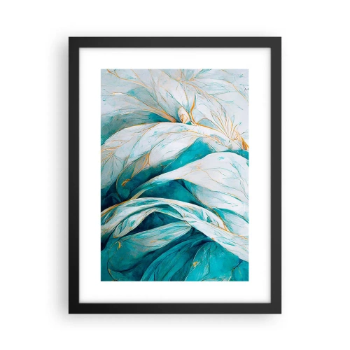 Poster in cornice nera - Astrazione blu con motivi d'oro - 30x40 cm