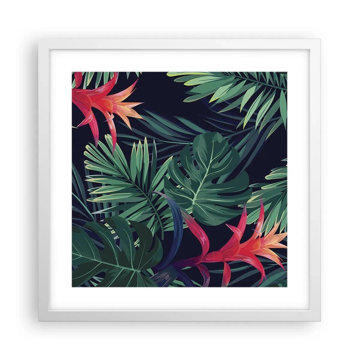 Poster in cornice bianca - Fiammante nel verde - 40x40 cm