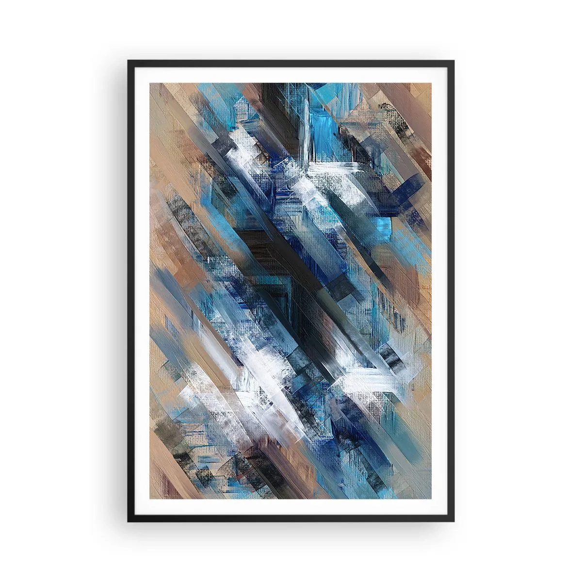 Poster in cornice nera - Sulla diagonale blu - 70x100 cm