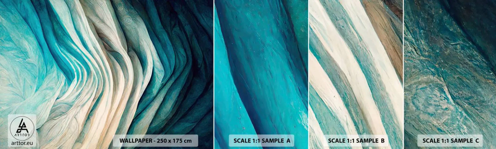 Campione di Fotomurale Adesivo Deluxe Sticker - Blu insaziabile - Pezzo, 3D, Astrazione - 100x30 cm