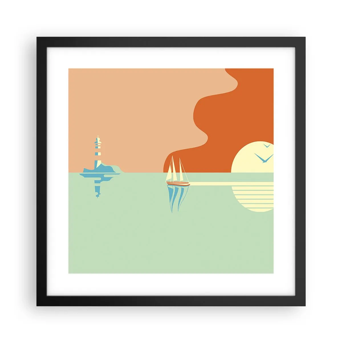 Poster in cornice nera - Ideale paesaggio marittimo - 40x40 cm