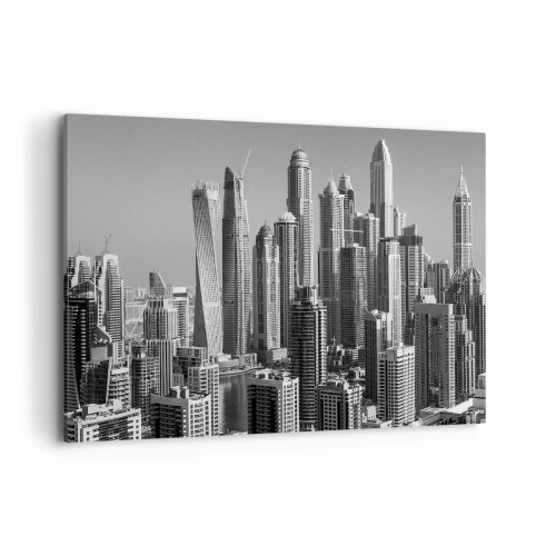 Quadro su tela - Stampe su Tela - Panorama di grattacieli moderni in toni monocromatici - 100x70cm - La città sul deserto - Decorazione murale moderna per soggiorno e camera da letto ARTTOR