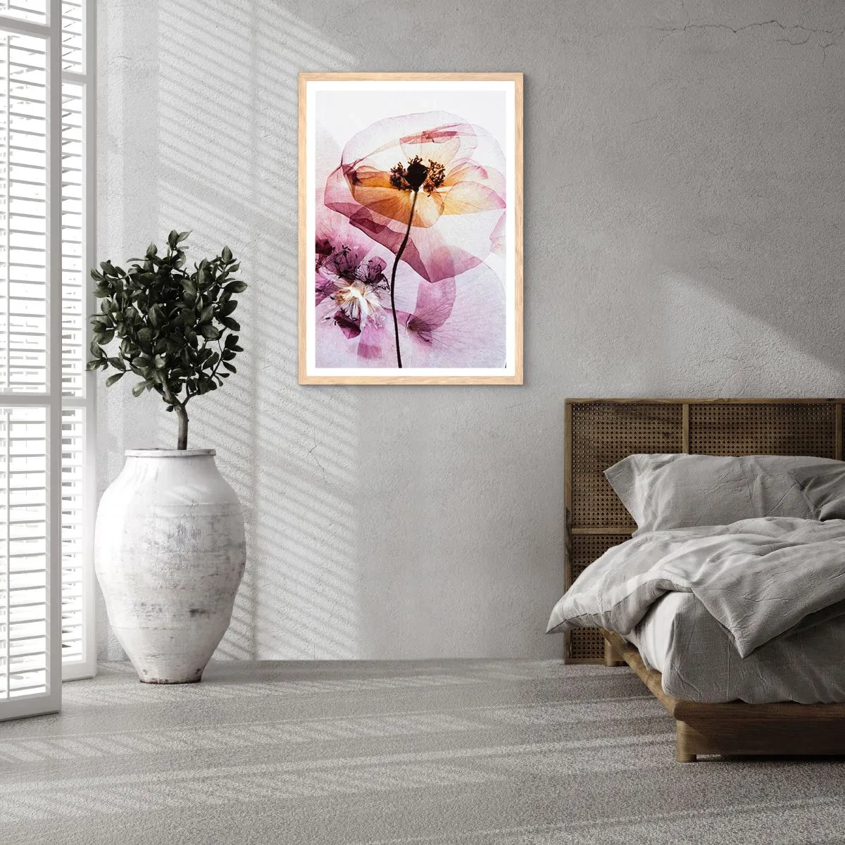 Poster in cornice rovere chiaro - Fiori trasparenti - 30x40 cm