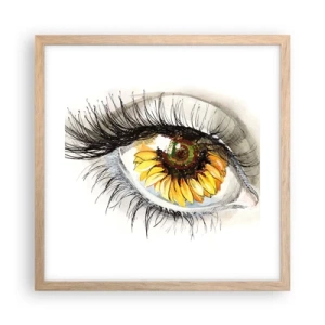 Poster in cornice rovere chiaro - Uno sguardo caldo come l'estate - 40x40 cm