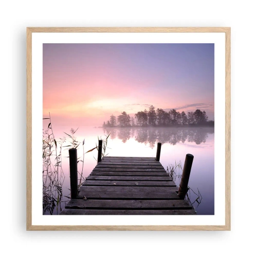 Poster in cornice rovere chiaro - Nebbia color lilla - 60x60 cm