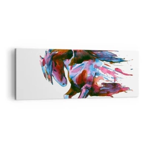 Quadro su tela - Stampe su Tela - Un cavallo dai colori astratti e dinamici che simboleggia la libertà - 140x50cm - In estasi - Decorazione murale moderna per soggiorno e camera da letto ARTTOR
