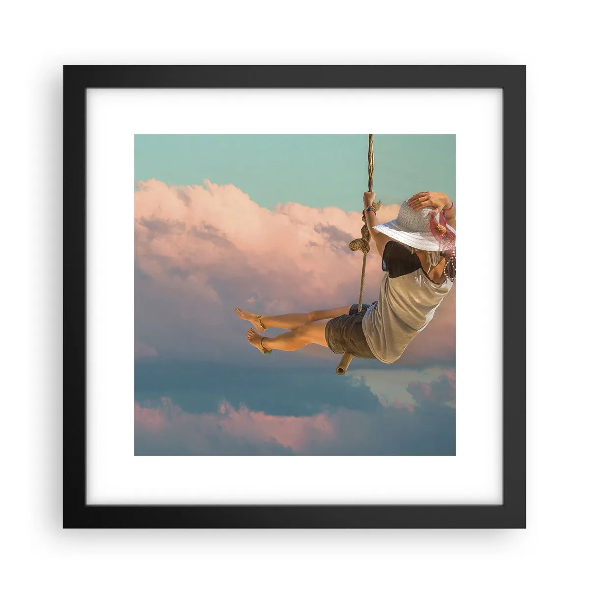 Poster in cornice nera - Divertimento tra le nuvole - 30x30 cm
