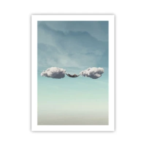 Poster - Un'amaca sospesa tra due nuvole contro il cielo - 50x70cm - La felicità del momento - Decorazione murale moderna per soggiorno e camera da letto ARTTOR