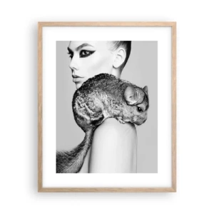 Poster in cornice rovere chiaro - Dama con il cincillà - 40x50 cm