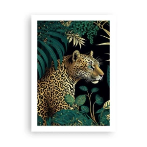 Poster - Leopardo dorato nella giungla tropicale - 50x70cm - Il signore della giungla - Decorazione murale moderna per soggiorno e camera da letto ARTTOR