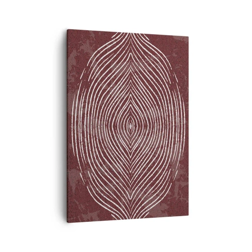 Quadro su tela - Stampe su Tela - Onde simmetriche in linee bianche su sfondo marrone - 50x70cm - Lo spazio parlante - Decorazione murale moderna per soggiorno e camera da letto ARTTOR