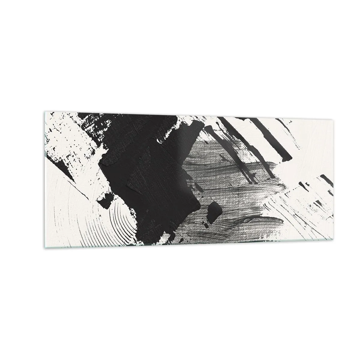 Quadro su vetro - Astrazione: espressione di nero - 100x40 cm