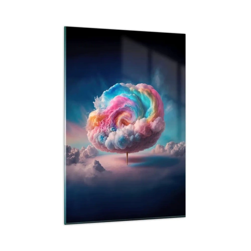 Quadro su vetro - Una nuvola a forma di spirale con colori pastello nel cielo - 80x120cm - Il sogno del luna park - Decorazione murale moderna per soggiorno e camera da letto ARTTOR