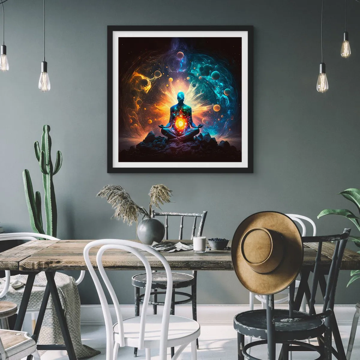 Poster in cornice nera - Pace cosmica - 30x30 cm