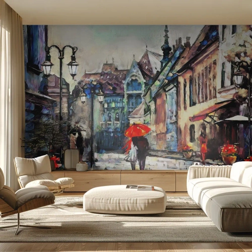 Fotomurali Premium Canvas - Pioggia per due - Città, Architettura, Città vecchia - 200x140 cm