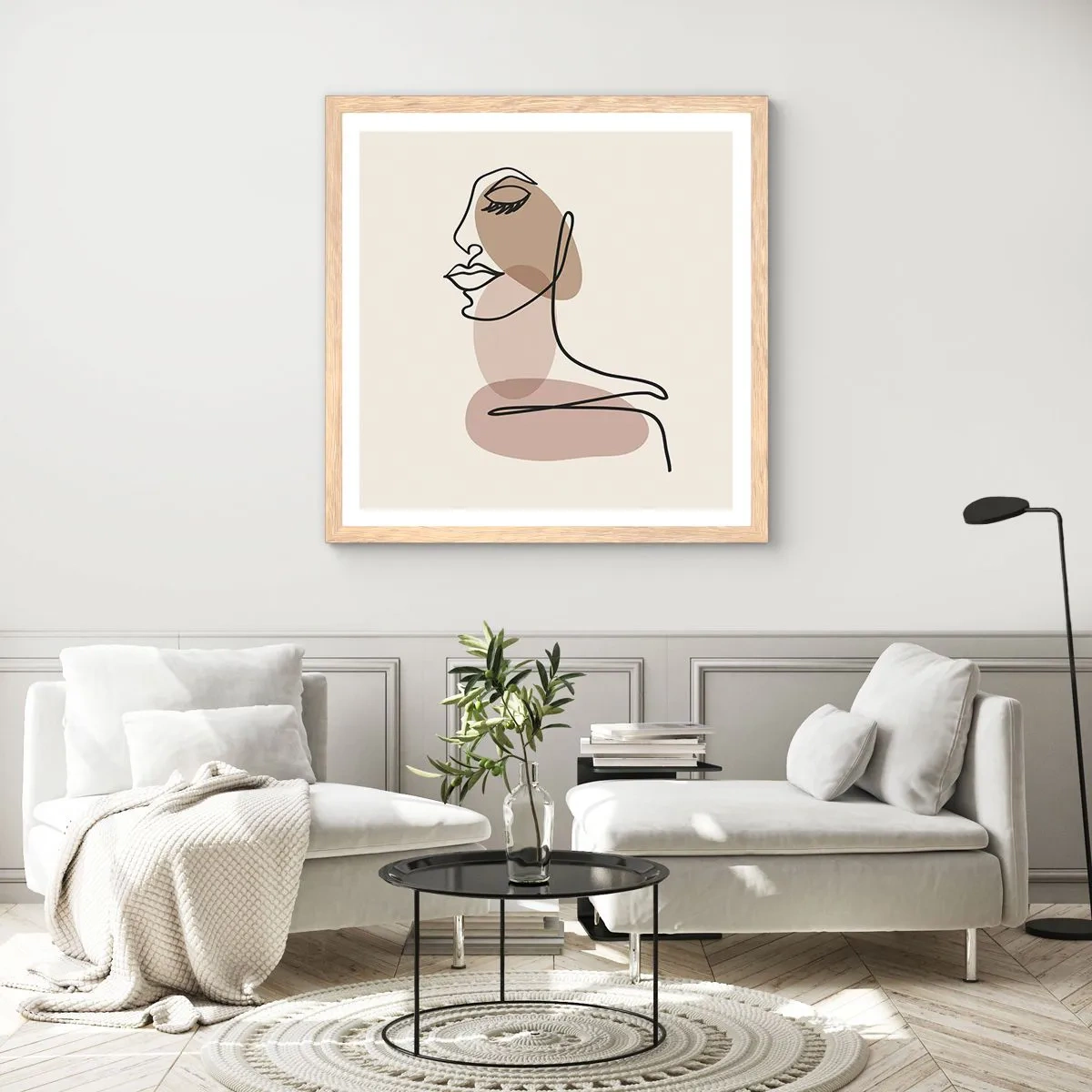 Poster in cornice rovere chiaro - Ascoltando se stessa - 30x30 cm