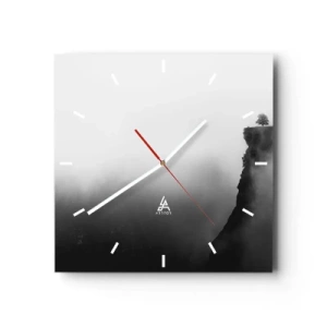 Orologio da parete - Orologio in Vetro - Un albero solitario sul bordo di una scogliera circondato dalla nebbia - 30x30cm - Al confine del mondo - Decorazione murale moderna per soggiorno e camera da letto ARTTOR