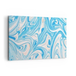 Quadro su tela - Stampe su Tela - Vortici astratti in stile marmo blu e bianco - 100x70cm - Acquitrino in turchese - Decorazione murale moderna per soggiorno e camera da letto ARTTOR