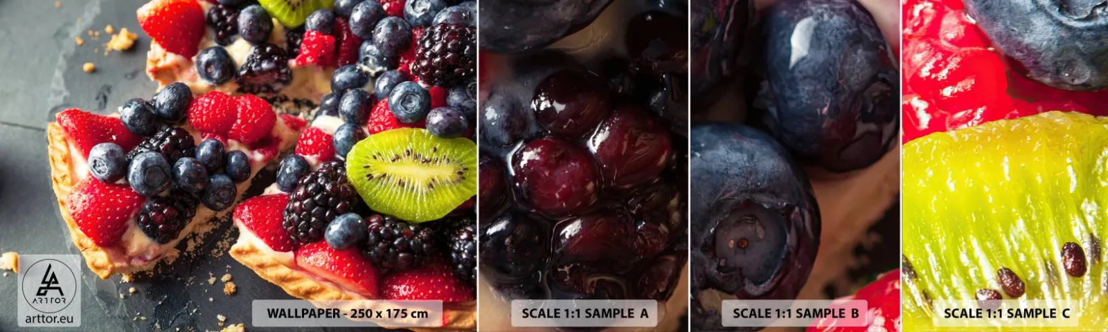 Campione Di Fotomurale Standard Eco - Dolce vita! - Gastronomia, Crostata con frutta, Torta - 100x30 cm