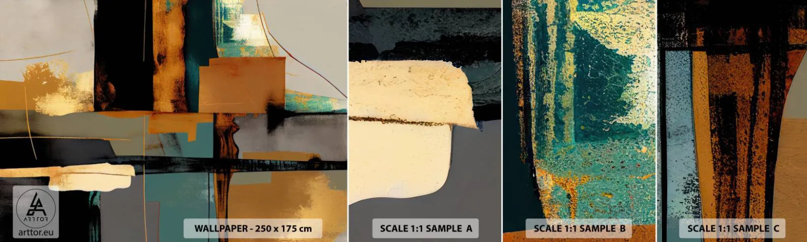 Campione di Fotomurale Adesivo Deluxe Sticker - Astrazione: luci e ombre - Astrazione, Moderno, Pezzo - 100x30 cm