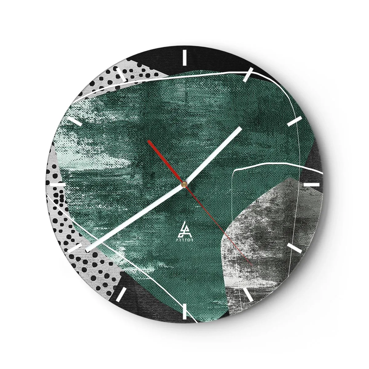 Orologio da parete - Orologio in Vetro - Astrazione colorata con petalo d'oro - 40x40 cm