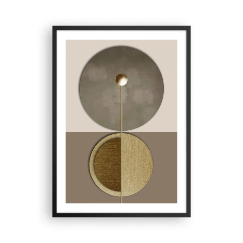 Poster in cornice nera - Astrazione geometrica moderna nei toni dell'oro e del beige - 50x70cm - Equilibrio perfetto - Decorazione murale moderna per soggiorno e camera da letto ARTTOR