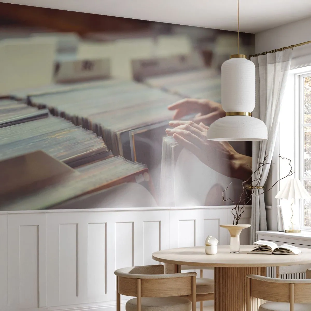 Fotomurali Premium Sand - Alla ricerca di emozioni - Vinile, Musica, Negozio di musica - 300x210 cm