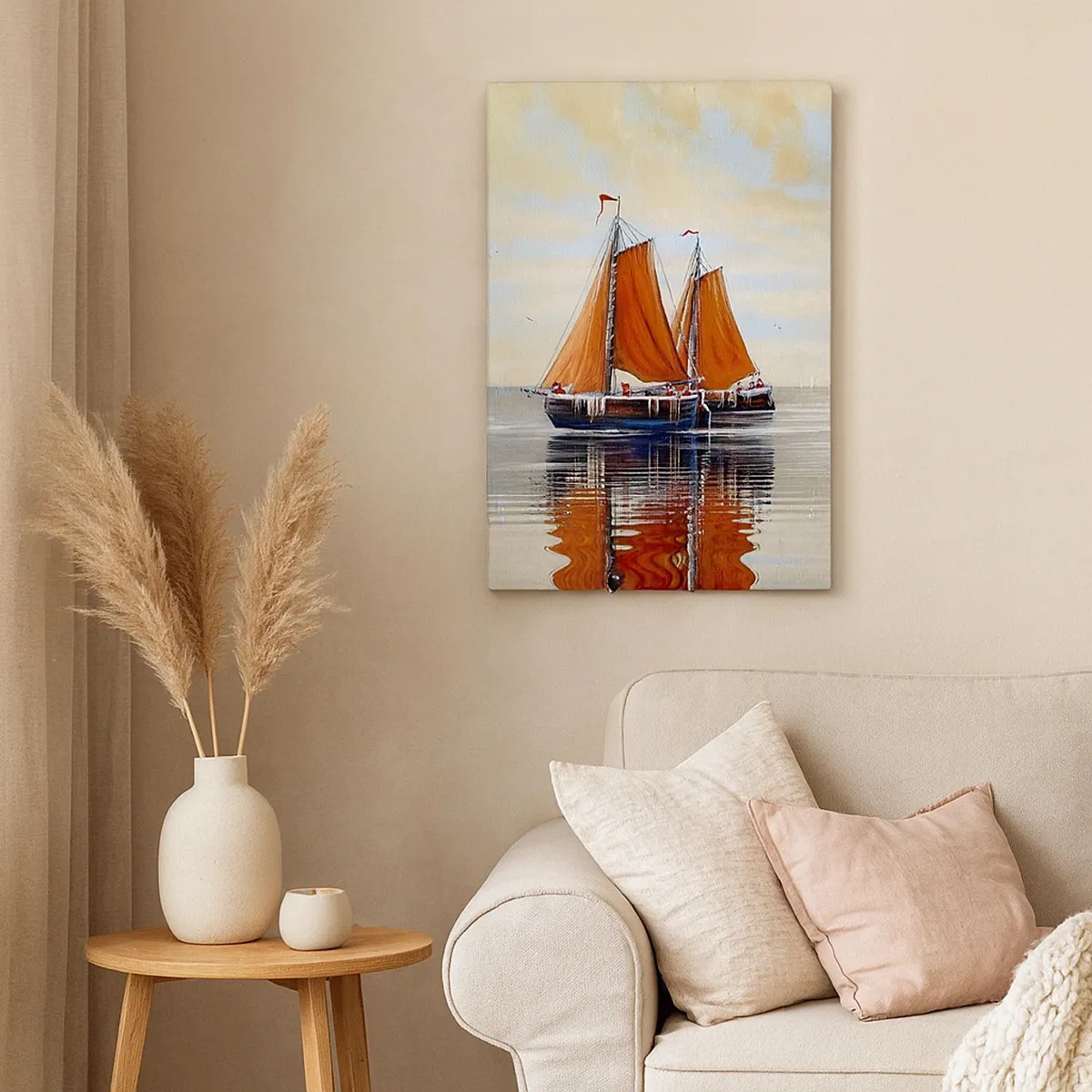 Quadro su tela - Stampe su Tela - Barche a vela a due alberi in acque calme - 50x70cm - Naviga, marinaio... - Decorazione murale moderna per soggiorno e camera da letto ARTTOR
