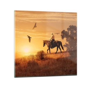 Quadro su vetro - Da solo nella prateria - 30x30 cm