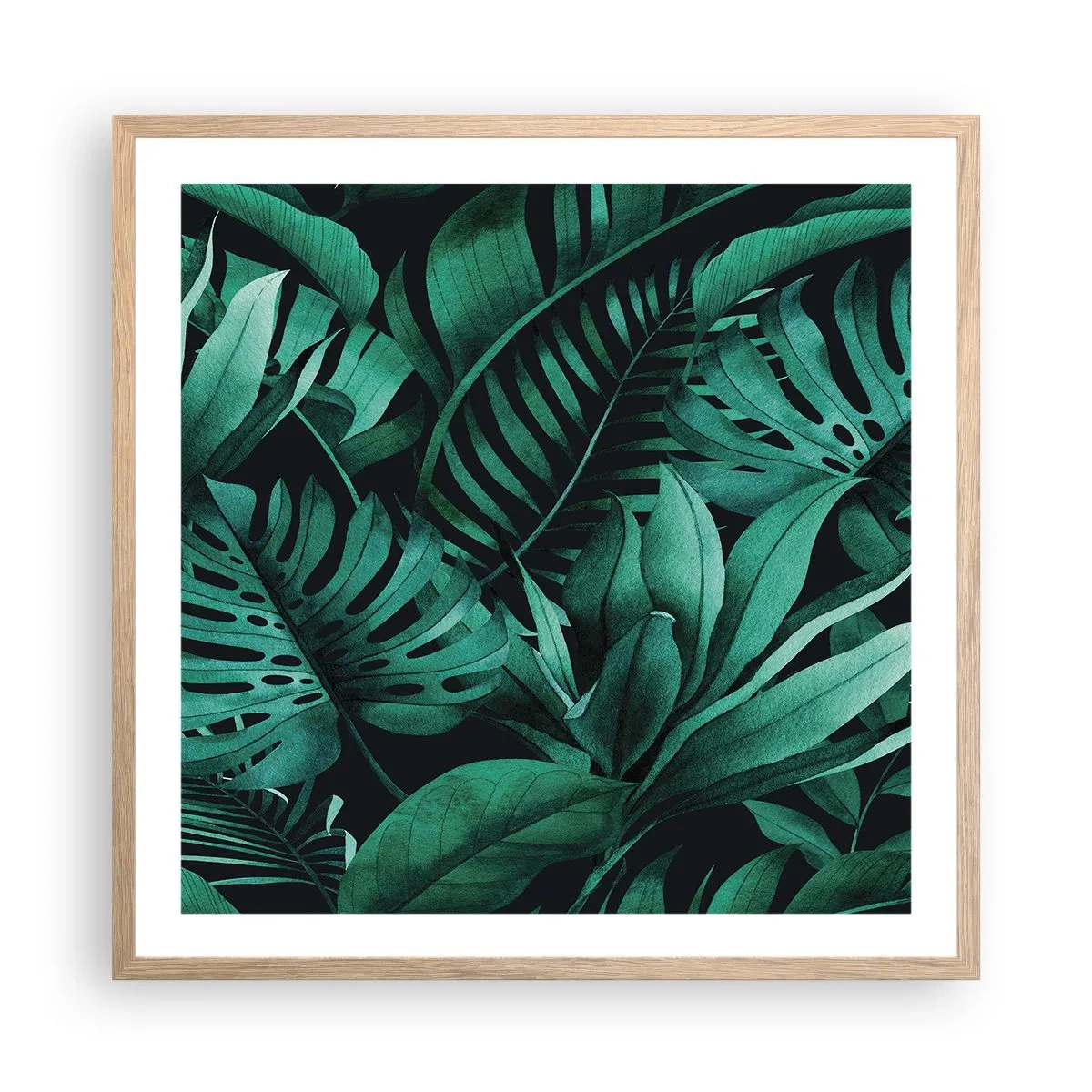 Poster in cornice rovere chiaro - Dal profondo del verde tropicale - 60x60 cm